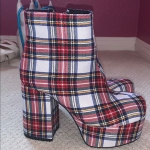 Plaid Platform Booties